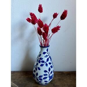 Vintage Chinoiserie Blue and White Floral Bud Vase | English Country | Bombay Co